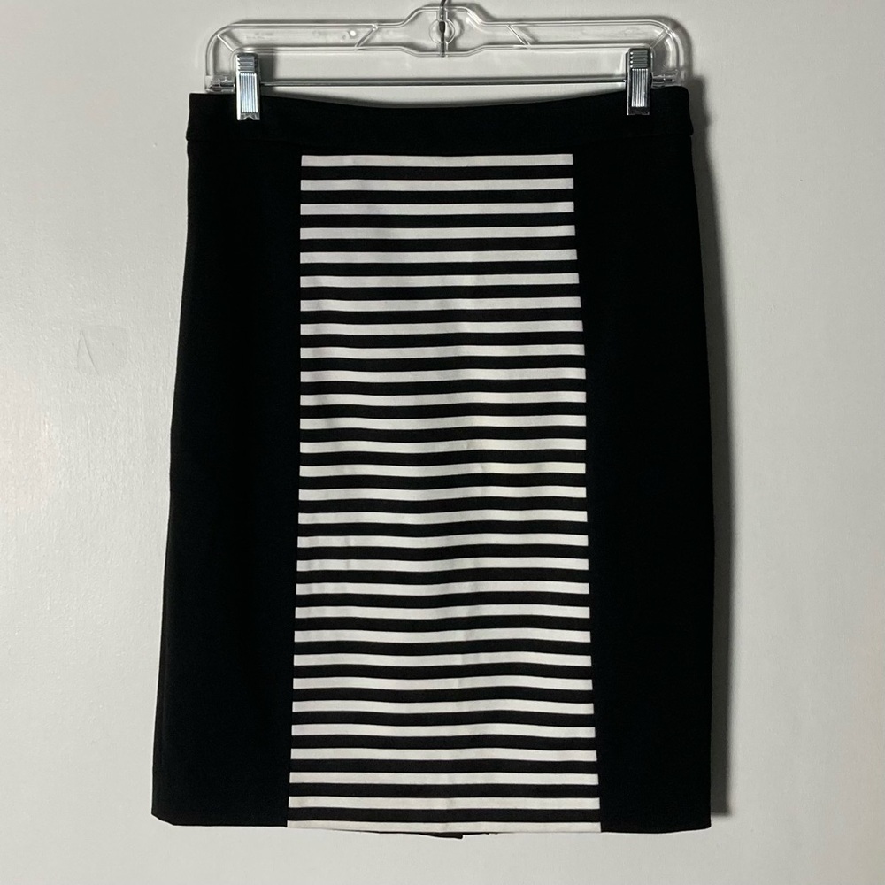Calvin Klein Black and White Striped Midi Pencil Skirt Size 4